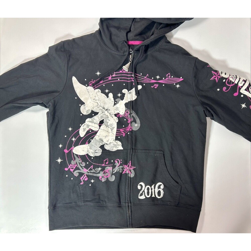 XXL Walt Disney 2016 World Parks Mickey Mouse Fantasia Hoodie Black Pink